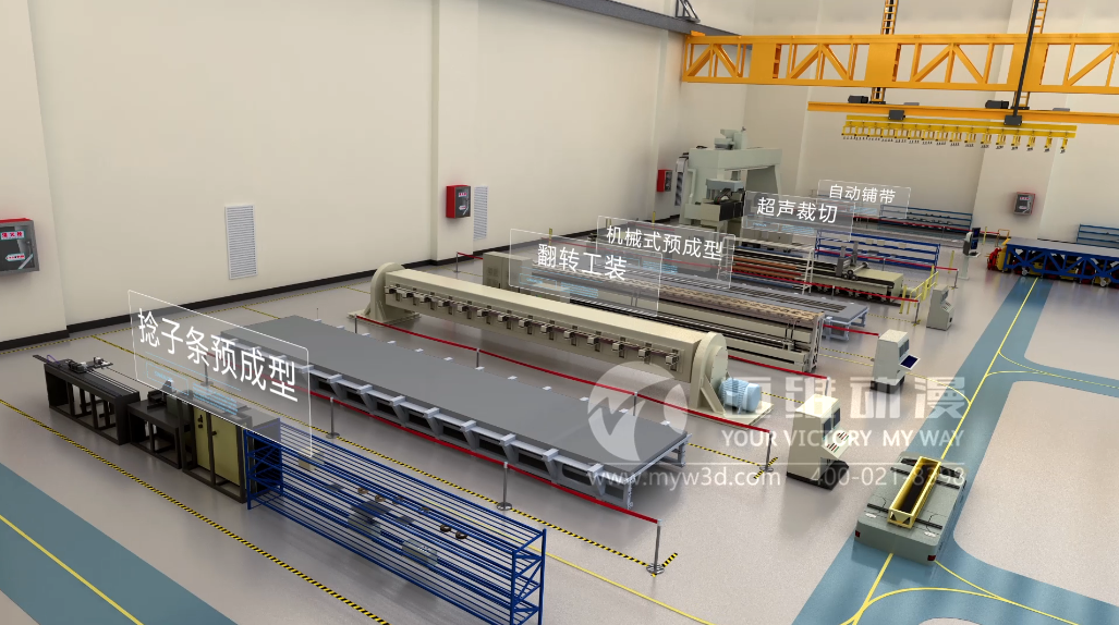 復合材料長桁自動化制造三維演示動畫 復合材料長桁自動化制造三維演示動畫