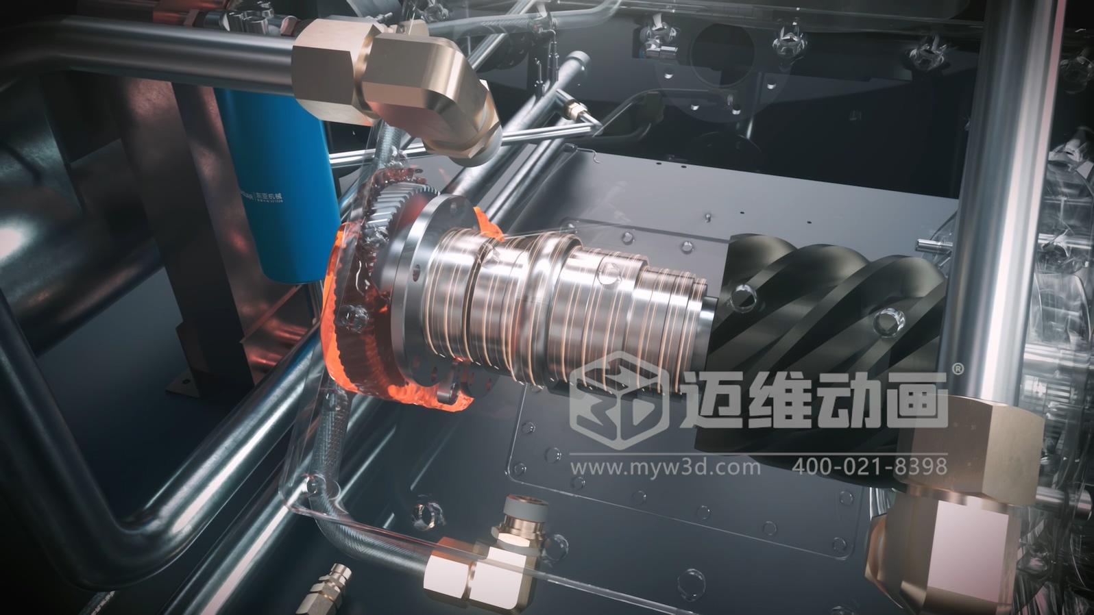 壓縮機(jī) “透視” 震撼來(lái)襲！三維動(dòng)畫(huà)拆解內(nèi)部結(jié)構(gòu)，系統(tǒng)原理看得見(jiàn)，核心材質(zhì)細(xì)節(jié)拉滿！(圖2)